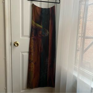 strapless abstract tulle tube dress